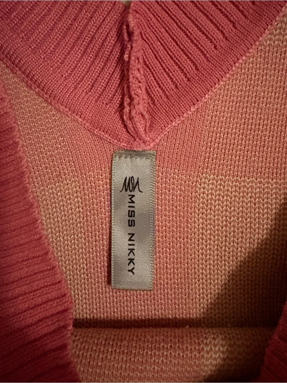 Pink & Cream Gingham Knit Sweater Set